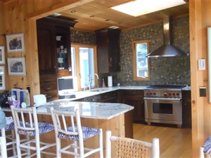 Wooden tile installation for kitchen